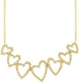 Allurez 0.33ct 14k Yellow Gold Diamond Hearts Pendant Necklace
