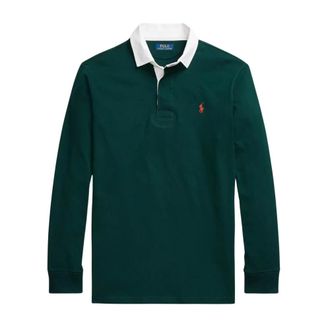 Ralph Lauren Polo Shirts, male, Green, Size: S Green polo shirt with long sleeves and logo