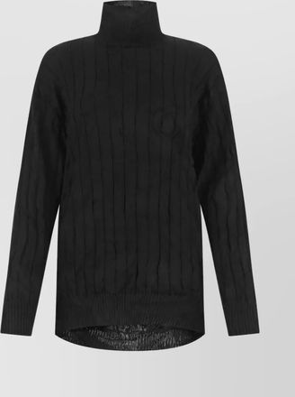 Balenciaga silk oversized ribbed mock turtleneck sweater