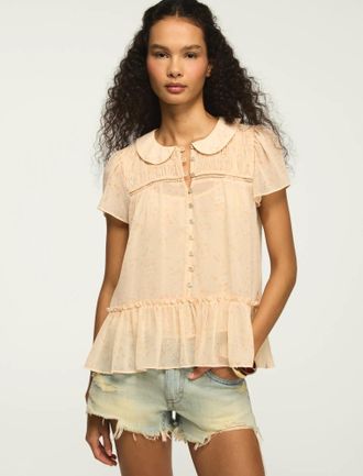 Lucky Brand Womens Ruched Henley Swing Top