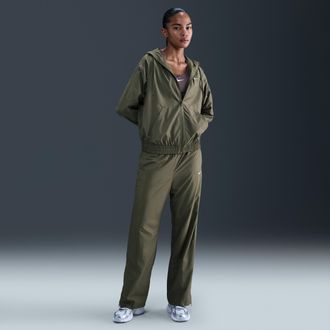 Nike Womens Nike Sportswear Classic Mid-Rise Open-Hem Pants in Green | HV2324-222