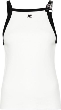 Courrèges White Buckle Contrast Tank Top