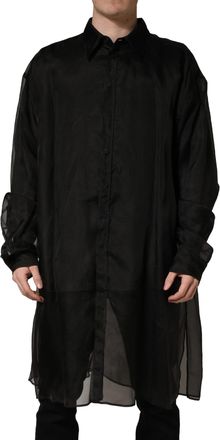 Dolce & Gabbana Black Ruffle Detail Semi Sheer Shirt Mens Jacket (Pre-Owned)