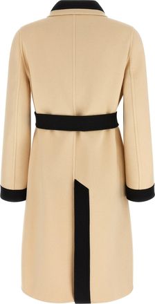 Valentino Garavani Womens Beige Virgin Wool Coat Clothing