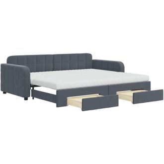 vidaXL Vidaxl - Divano Letto Estraibile Cassetti Grigio Scuro 90x200cm Velluto