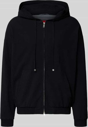 HUGO BOSS Relaxed Fit Sweatjacke aus reiner Baumwolle Modell Hootailored262X in Black, Gr&ouml;&szlig;e 102