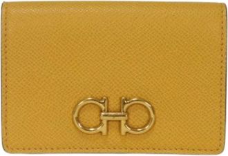 Ferragamo Pre-owned Card case - unisex - Vintage Accessoires - Geel - ONE Size - Leer - Vintage