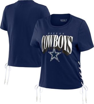 WEAR by Erin Andrews Womens WEAR by Erin Andrews Navy Dallas Cowboys Lace Up Side Modest Cropped T-Shirt at Nordstrom, Size X-Small