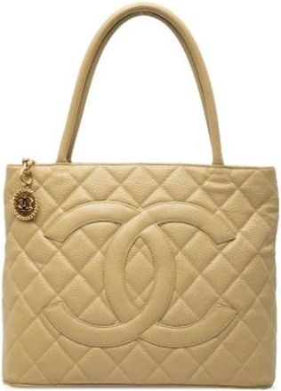 Chanel Pre-owned Medallion Tote Bag - Dames - Vintage Shopper - Beige - ONE Size - Leer - Vintage