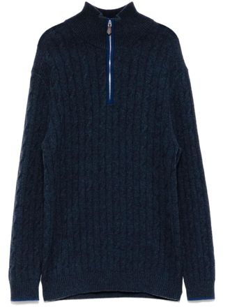 N.Peal cable-knit cashmere sweater - men - Organic Cashmere - S - Blue