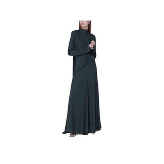 Rotate Rotate Birger Christensen - Maxi-jurk met sjaalkraag - Dames - Jurken - Groen - Maat: XS Poliester