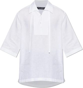 Dolce & Gabbana Linnen Polo - Heren - Polos - Wit - M - Linnen - Tops