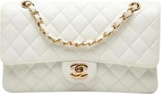 Chanel Pre-owned Classic Double Flap Shoulder Bag - Dames - Vintage Schoudertas - Wit - ONE Size - Leer - Vintage