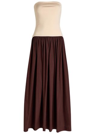 Esse Studios Strapless Cotton and Jersey Midi Dress - Cream - 14 (UK14 / L)