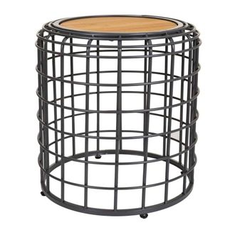 Wanderlust Deco Mesa de centro de metal y madera negra 44x44x45