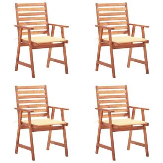 vidaXL Vidaxl - Sillas Comedor De Jard&iacute;n Y Cojines 4 Uds Madera Maciza Acacia