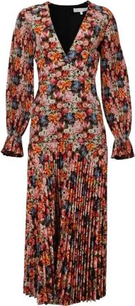 Borgo De Nor Red Floral Alexis Midi Dress Size M