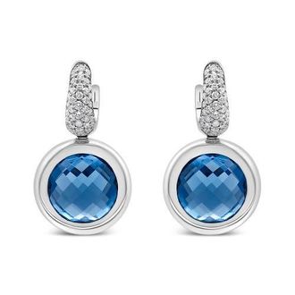 House of Brilliance 18K White Gold Blue Topaz and 1/2 Cttw Diamond Bale Dangle Earrings at Nordstrom