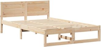 vidaXL Bed Frame with Headboard Natural 120 x 190 cm Solid Pine Wood vidaXL