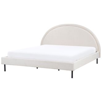 Beliani Beliani - Cama Minimalista De Tela Tapicer&iacute;a Poli&eacute;ster Somier Cabecero Semicircular 180 X 200 Cm Beige Claro Margut