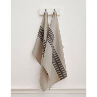 Solino Home Linen Kitchen Towels - Farmhouse in Black And Natural at Nordstrom, Size Medium