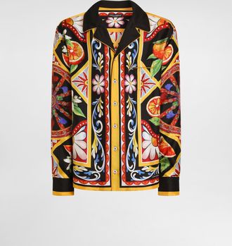 Dolce & Gabbana Carretto-print Silk Twill Shirt - Man Shirts Multicolor 39