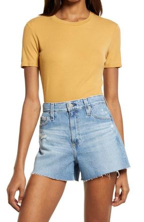 AG - Adriano Goldschmied Womens Gray Boy Ribbed T-Shirt in Mocha Cream at Nordstrom, Size Large