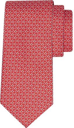 Ferragamo Accessoires, Heren, Rood, ONE Size, Gancini Print Puntige Punt Strikdas