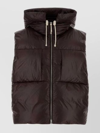 Jil Sander hooded quilted down jacket drawstring detail