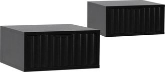 HOMN Juego 2 mesitas de noche flotante 1 caj&oacute;n color negro