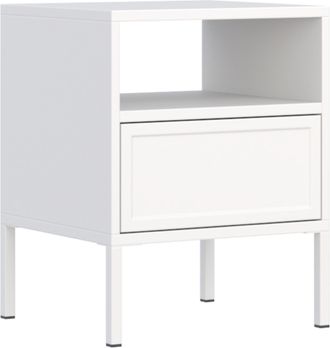 Selsey Selsey Velveto - Mesita De Noche Con Caj&oacute;n Y Hueco, Blanco, 45 Cm