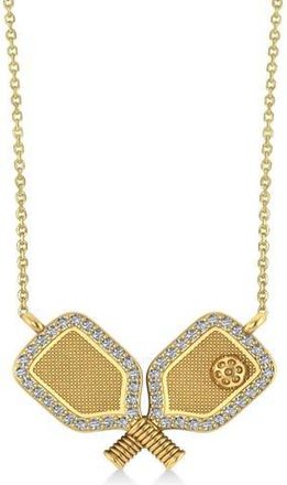 Allurez Diamond Large Dual Pickleball Paddle Pendant Necklace 14K in 0.12Ct, Yellow Gold at Nordstrom, Size 18