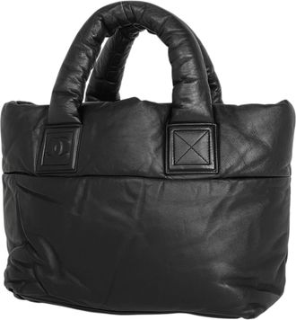 Chanel Black Leather Handbag Tote Bag (Pre-Owned)