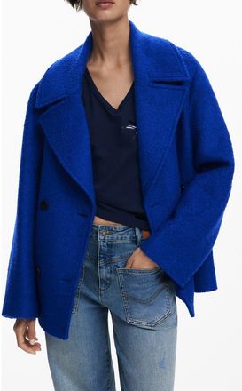 Desigual Double Breasted Coat in Klein Blue at Nordstrom, Size X-Large