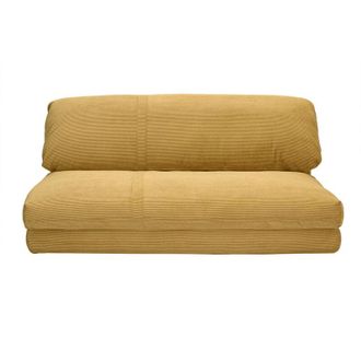 Miliboo Poltrona letto convertibile 2 posti in tessuto velluto a coste giallo curry SPENCER