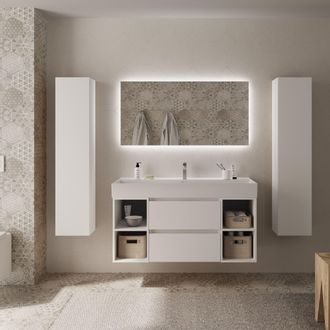 Cygnus Bath Mueble Ba&ntilde;o Bequia 120cm Y Coqueta Centrado Y Lavabo Blanco 120x45x66