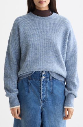 Scotch & Soda Fuzzy Crewneck Sweater in Faded Denim Melange at Nordstrom, Size Medium