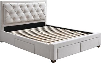 Vente-Unique Cama con cajones 160 x 200 cm - Tela - Beige - LEOPOLD