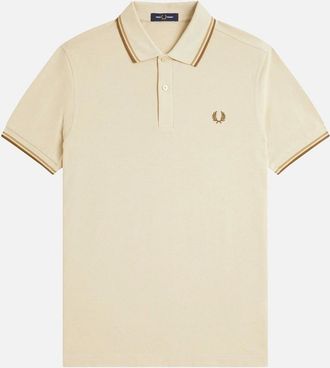 Fred Perry Mens Fred Perry Twin Tipped Polo Shirt Oatmeal/Warm Stone/Shaded Stone - Tan - Size: 46