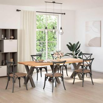 Berkfield Home Dining Table Legs X-Shaped 3 pcs Natural Steel 80x(72-73) cm Steel in Brown