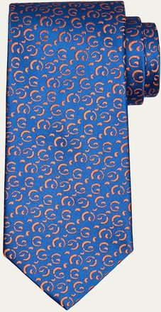 Charvet Mens Half Moon Woven Silk Tie