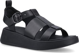 FitFlop Fitflop F-Mode Vissersleren Dames Zwarte Smalle Sandalen