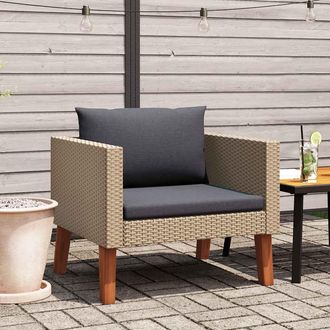 vidaXL Vidaxl - Sof&aacute; Individual De Jard&iacute;n Con Cojines Rat&aacute;n Sint&eacute;tico Beige