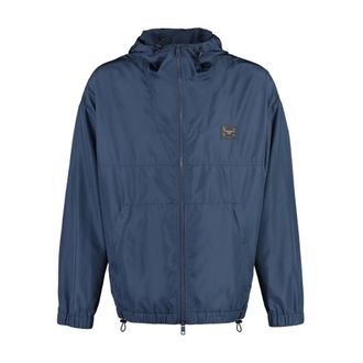 Dolce & Gabbana Light Jackets, male, Blue, Size: L Hooded Lightweight Jacket