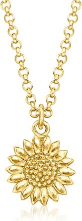 RS Pure by Ross-Simons Italian 18kt Gold Over Sterling Sunflower Necklace