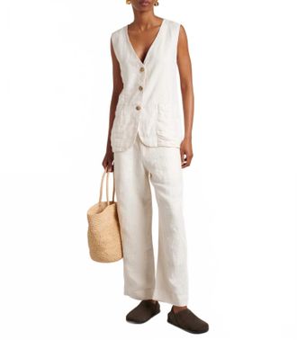 Velvet Acie Linen Vest In White