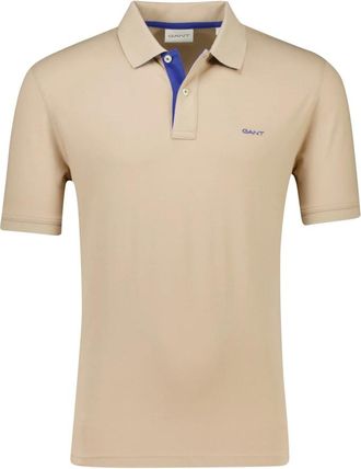 GANT Tops, Heren, Beige, 5Xl, Beige poloshirt met korte mouwen