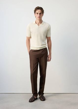 Mango Polo a coste regular fit bianco sporco - Uomo - XXL - MANGO MAN