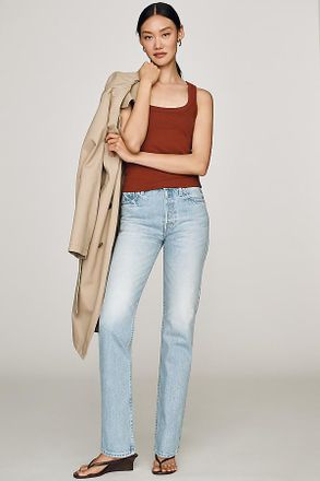 Mother Tomcat Skimp High-Rise Straight-Leg Jeans