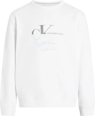 Calvin Klein Witte Katoenen Trui Relaxte Pasvorm - Heren - Sweatshirts - Wit - XL - Katoen - Hoodies & sweatvesten